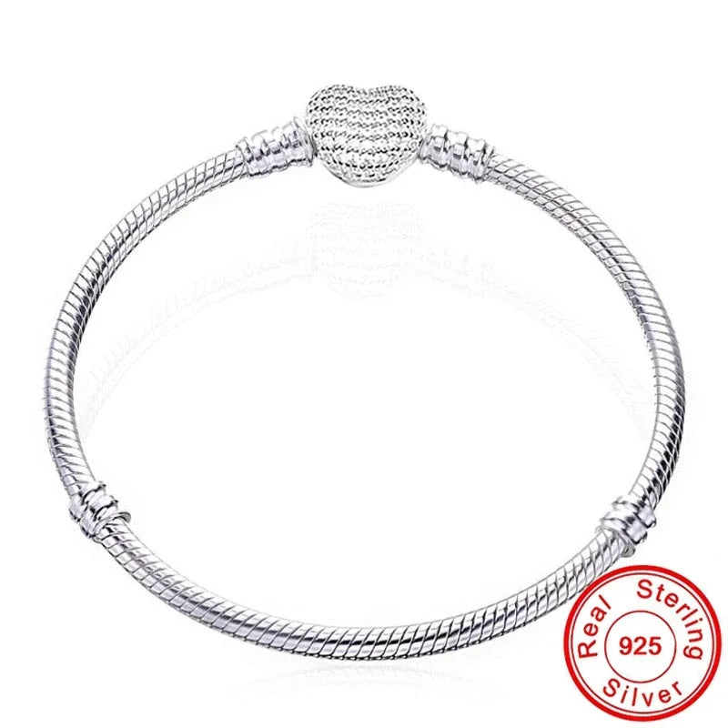 Serpentine Charm Bracelet — 925 Sterling Silver, Zircon Set