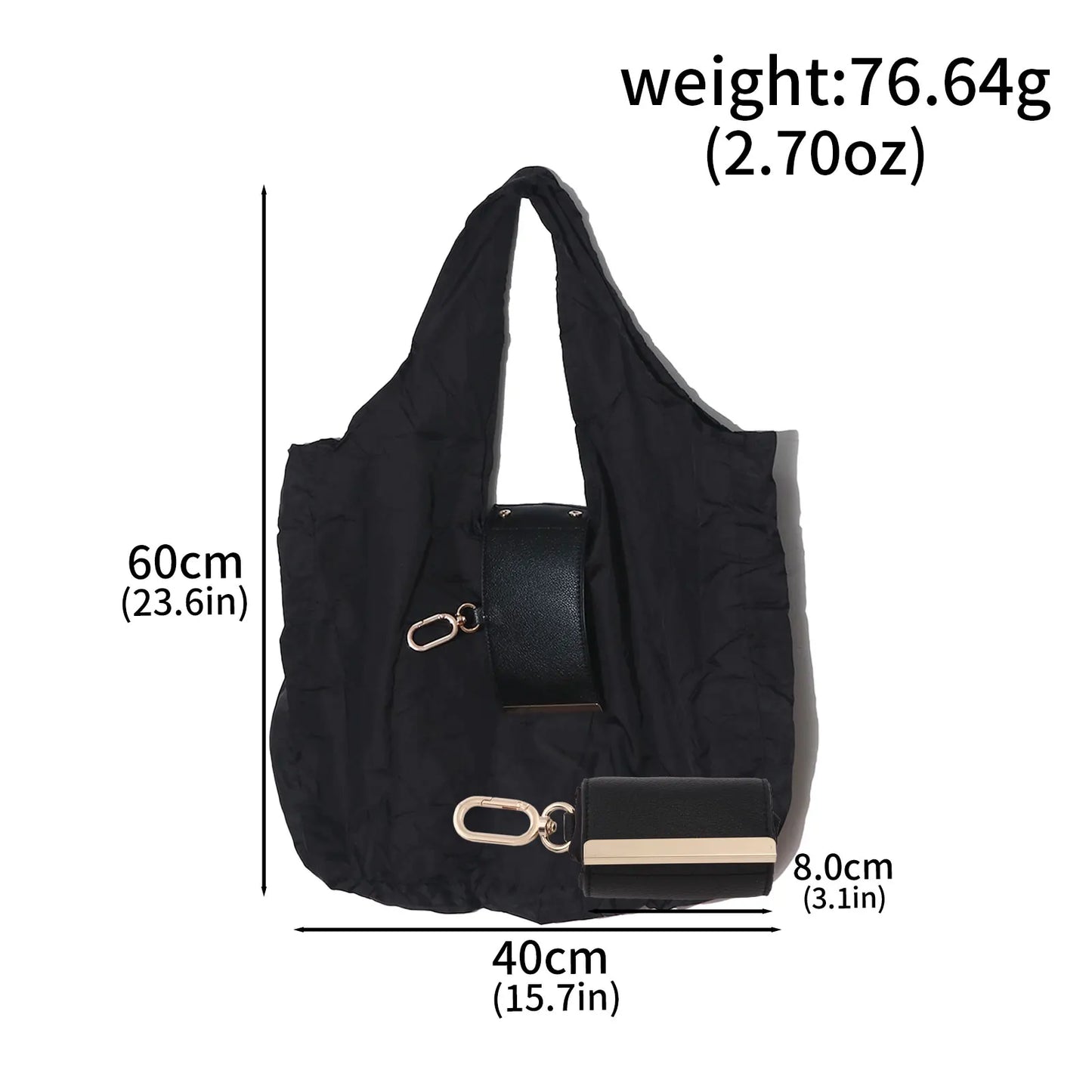 Carryall Pocket Tote — Foldable Shopping Bag with Alloy Keyring