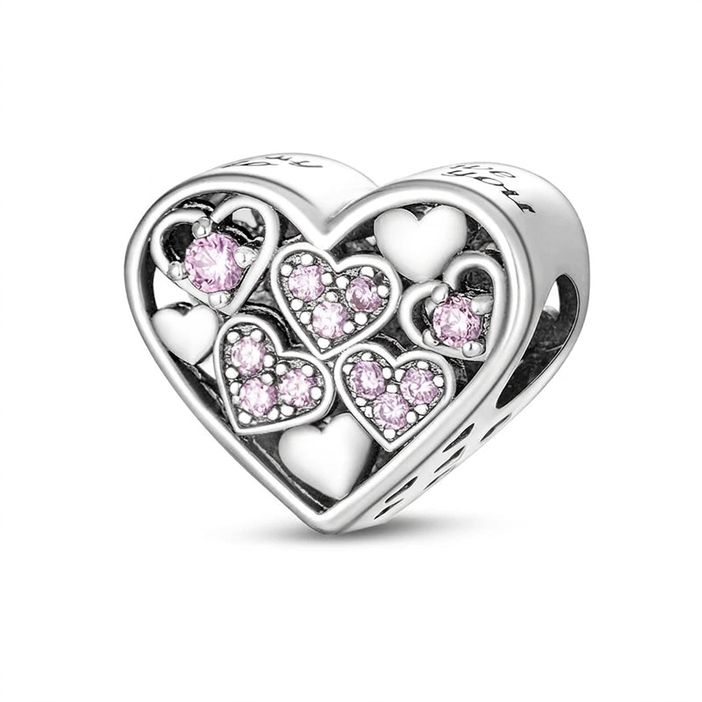 Pink Hearts Openwork Charm