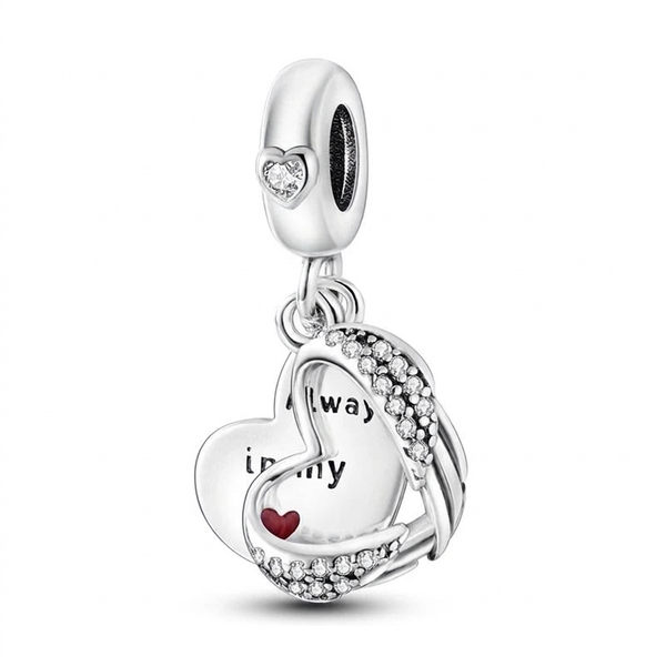 Angel Wing Heart Dangle Charm