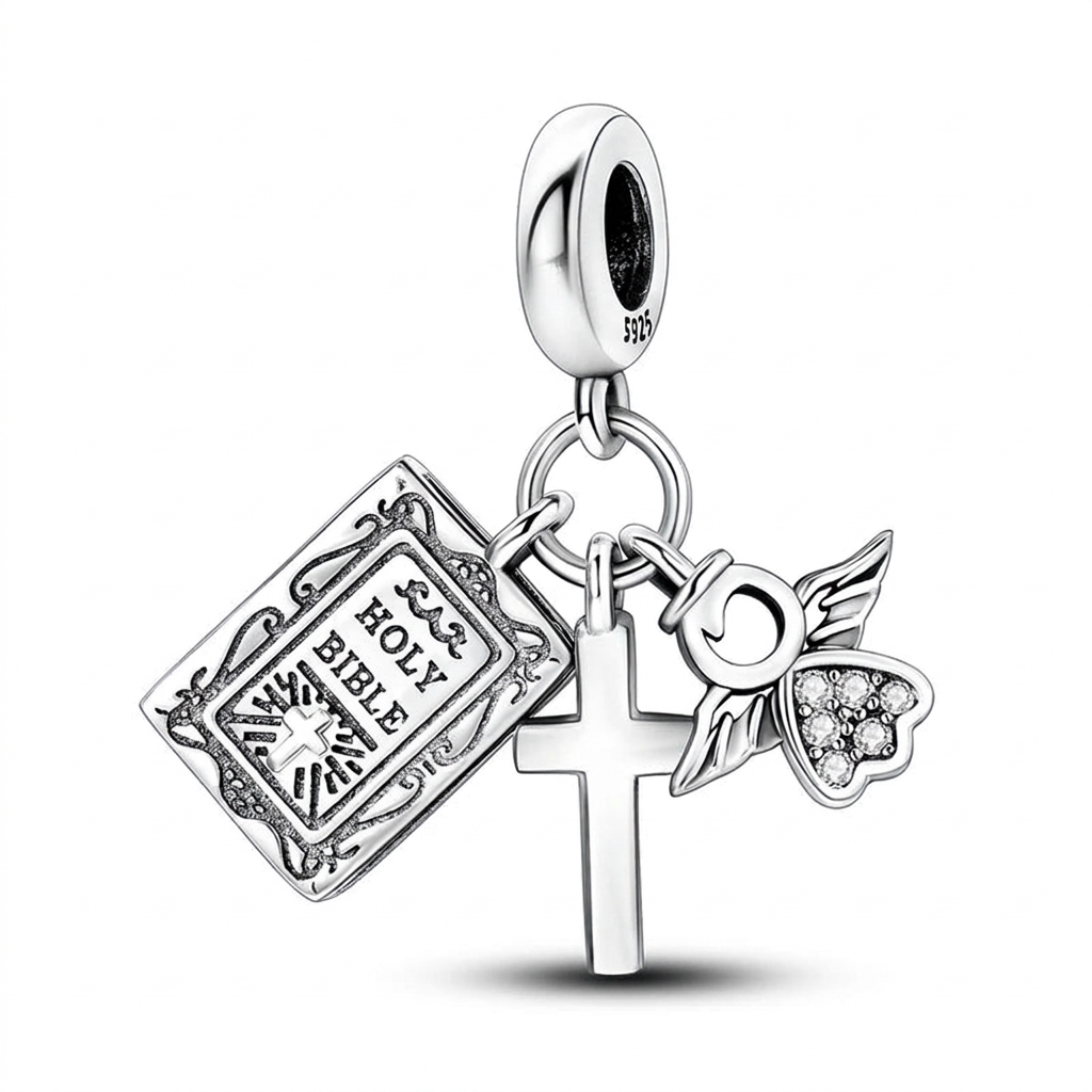 Bible & Cross Dangle Charm