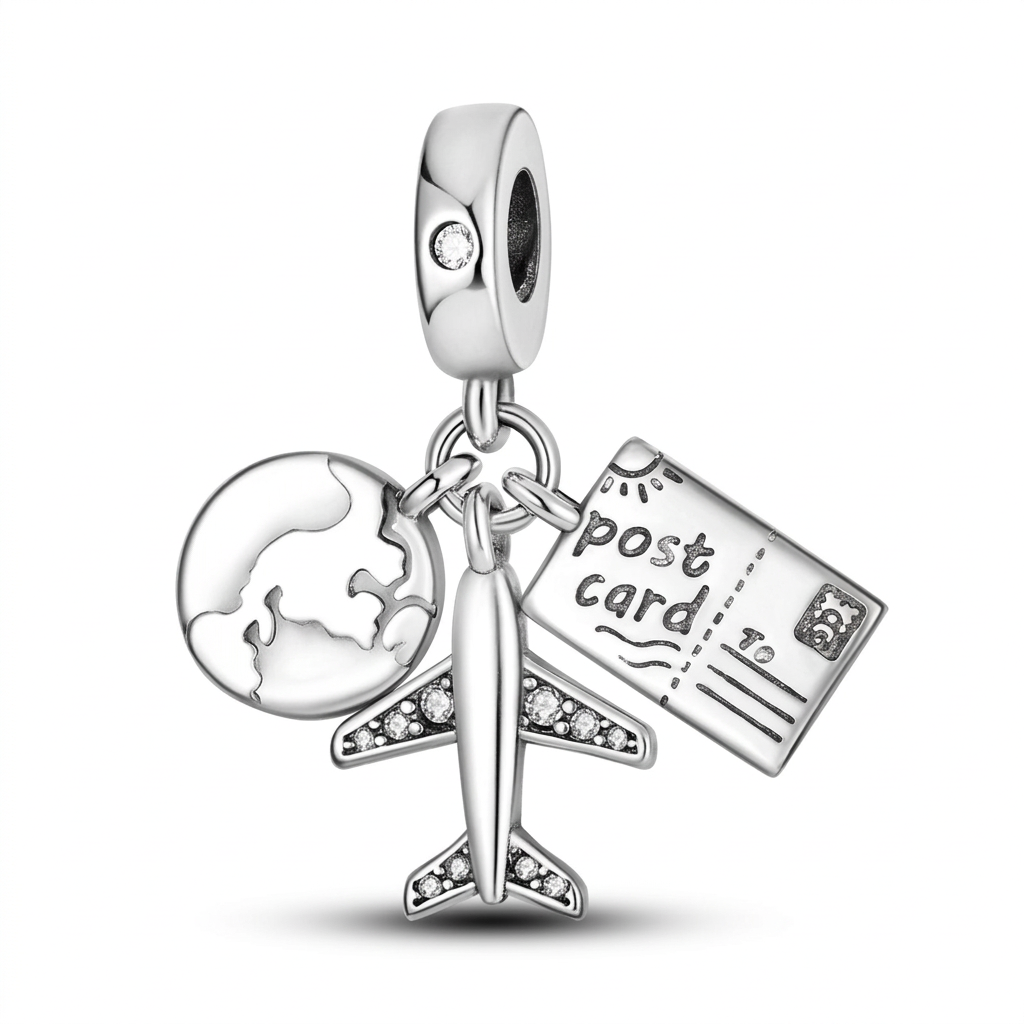 Travel Globe & Plane Dangle Charm