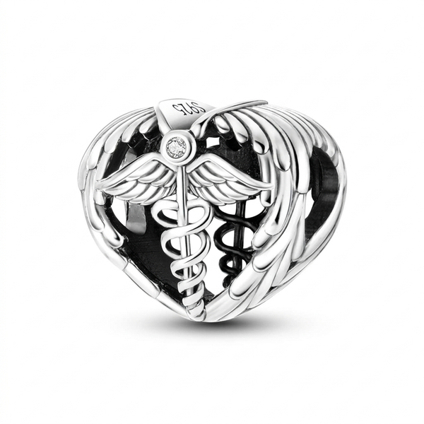 Caduceus Heart Charm
