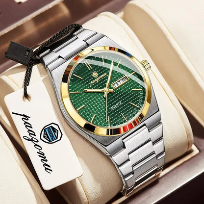 Meridian Automatic Watch for Men — Self-Winding Movement, Luminous Dial, Steel Bracelet