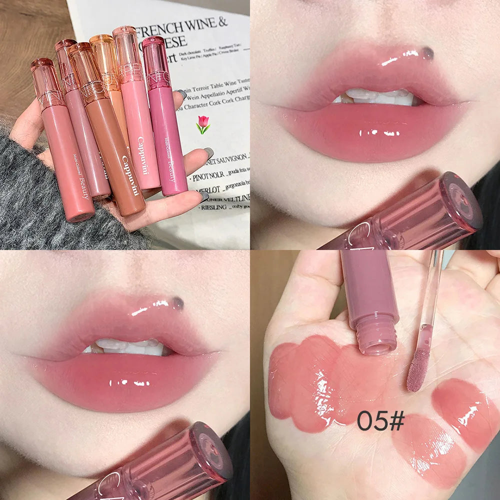 Cappuvini Jelly Mirror Lip Glaze – Water-Light, Moisturizing Lip Gloss with Long-Lasting Shine
