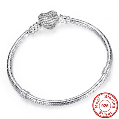 Serpentine Charm Bracelet — 925 Sterling Silver, Zircon Set