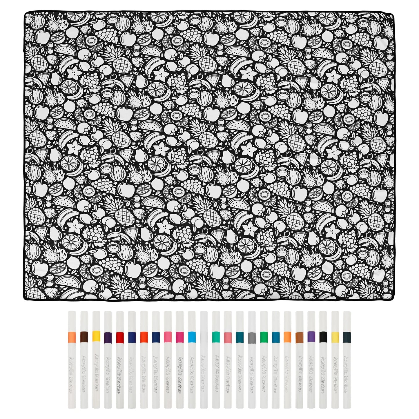 Canvas Colour-In Blanket — Fleece Throw with 24 Fabric Markers