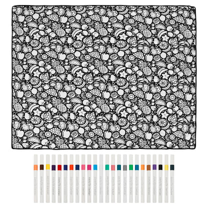 Canvas Colour-In Blanket — Fleece Throw with 24 Fabric Markers