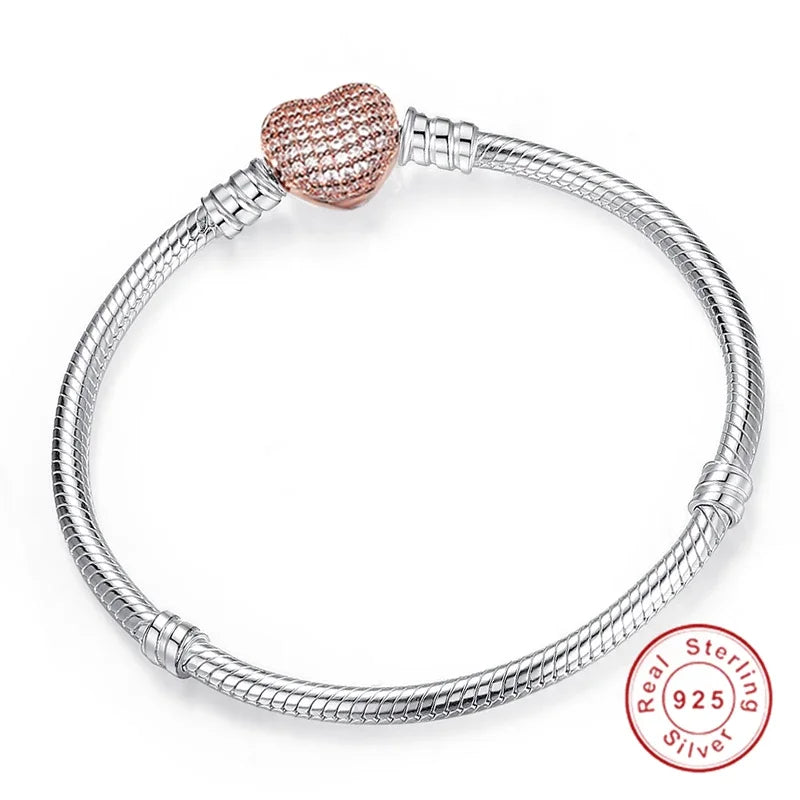 Serpentine Charm Bracelet — 925 Sterling Silver, Zircon Set
