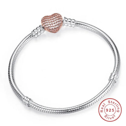 Serpentine Charm Bracelet — 925 Sterling Silver, Zircon Set