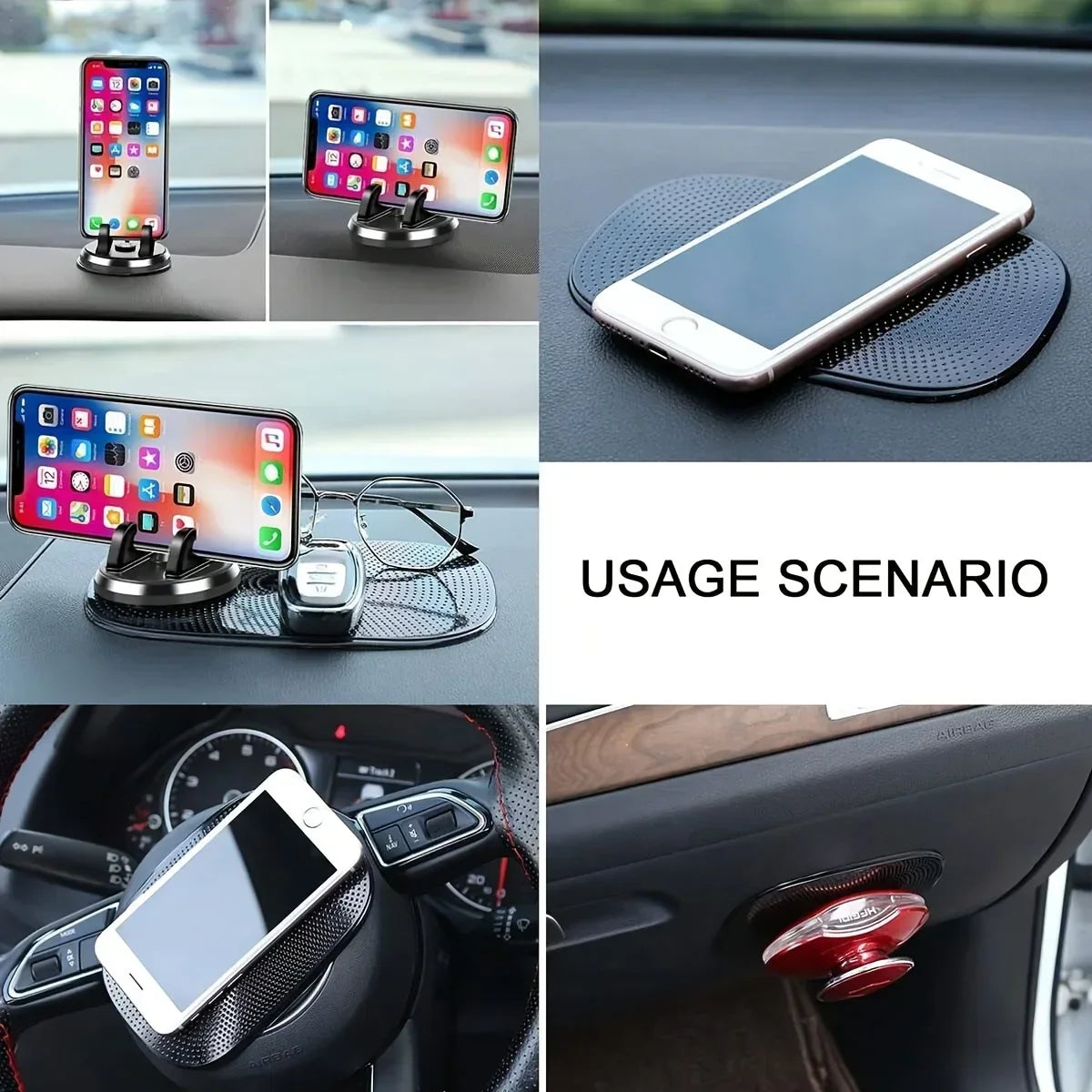 1pc Car Non-Slip Dashboard Pad - Magic Anti-Slip, Sticky Adhesive Phone & Mobile Holder, Black Silicone