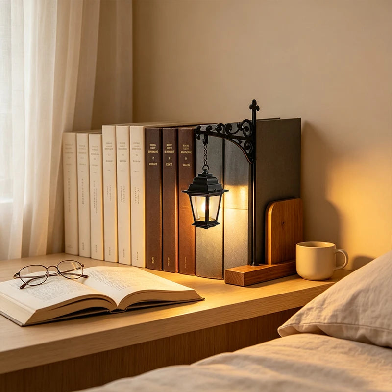Athenaeum Book Nook Lamp — Mini Library Lantern for Shelves
