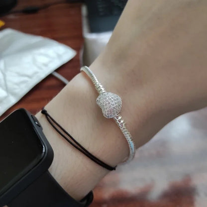 Serpentine Charm Bracelet — 925 Sterling Silver, Zircon Set