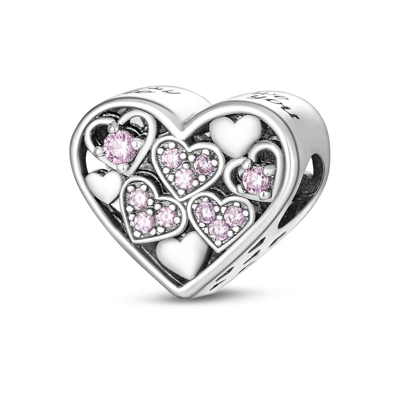 Pink Hearts Openwork Charm