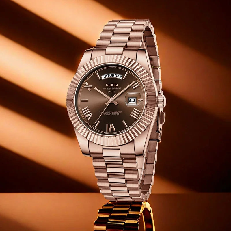 Regent Quartz Watch for Men — Roman Dial, Date Window, 30m Water Resistant
