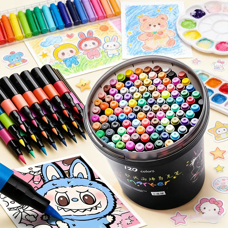 Studio Acrylic Marker Set — Dual-Nib Soft Tip Paint Pens