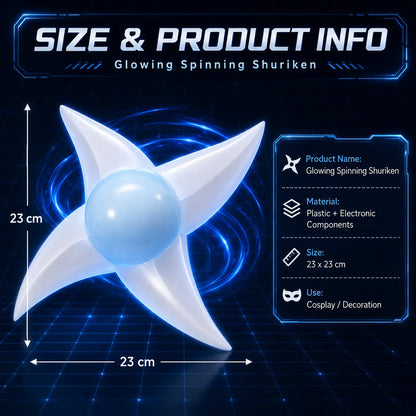 Spinning LED Ninja Star — 7-Colour Light-Up Display Prop, 23 cm