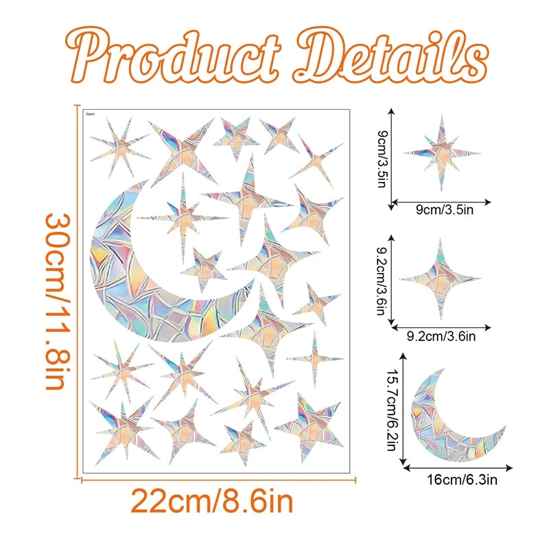 Prisma Rainbow Suncatcher Decals — Self-Adhesive Window Prism Stickers