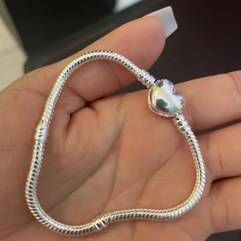Serpentine Charm Bracelet — 925 Sterling Silver, Zircon Set