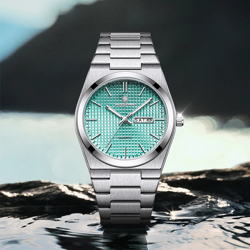 Meridian Automatic Watch for Men — Self-Winding Movement, Luminous Dial, Steel Bracelet
