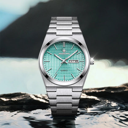 Meridian Automatic Watch for Men — Self-Winding Movement, Luminous Dial, Steel Bracelet