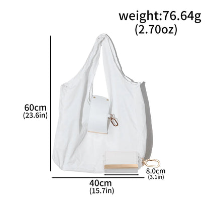Carryall Pocket Tote — Foldable Shopping Bag with Alloy Keyring