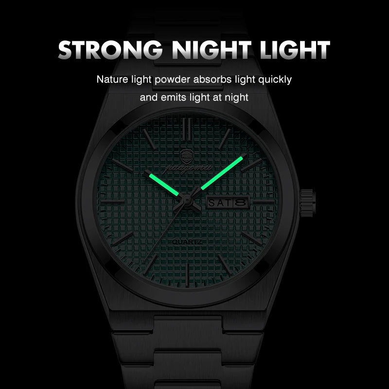 Meridian Automatic Watch for Men — Self-Winding Movement, Luminous Dial, Steel Bracelet