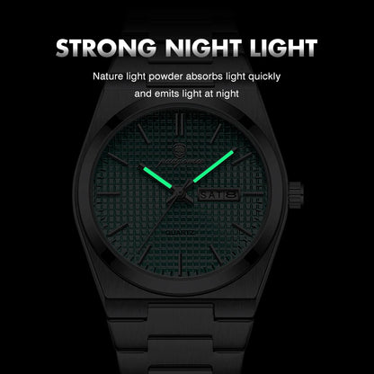 Meridian Automatic Watch for Men — Self-Winding Movement, Luminous Dial, Steel Bracelet