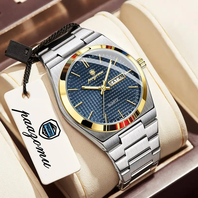 Meridian Automatic Watch for Men — Self-Winding Movement, Luminous Dial, Steel Bracelet
