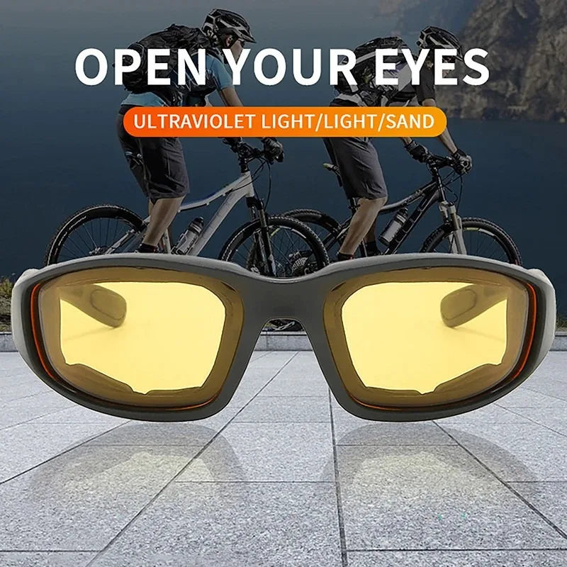Outdoor Cycling Sunglasses with Eye Protection – CS Tactical Sports Glasses with Sponge Foam, Ideal for Cycling and Skiing – 1 Pair