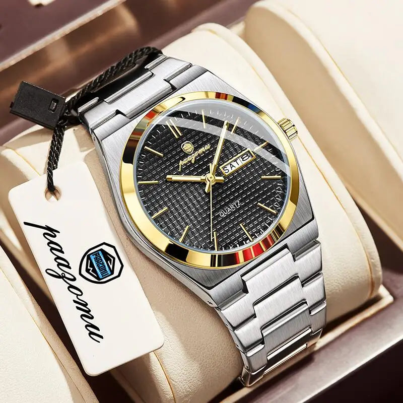 Meridian Automatic Watch for Men — Self-Winding Movement, Luminous Dial, Steel Bracelet