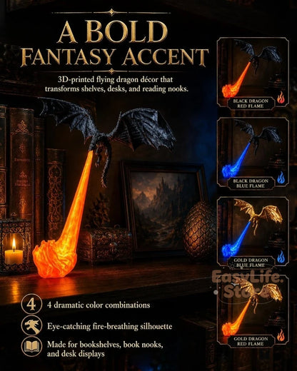 Wyrm Shelf Dragon — 3D-Printed Fire-Breathing Bookshelf Ornament
