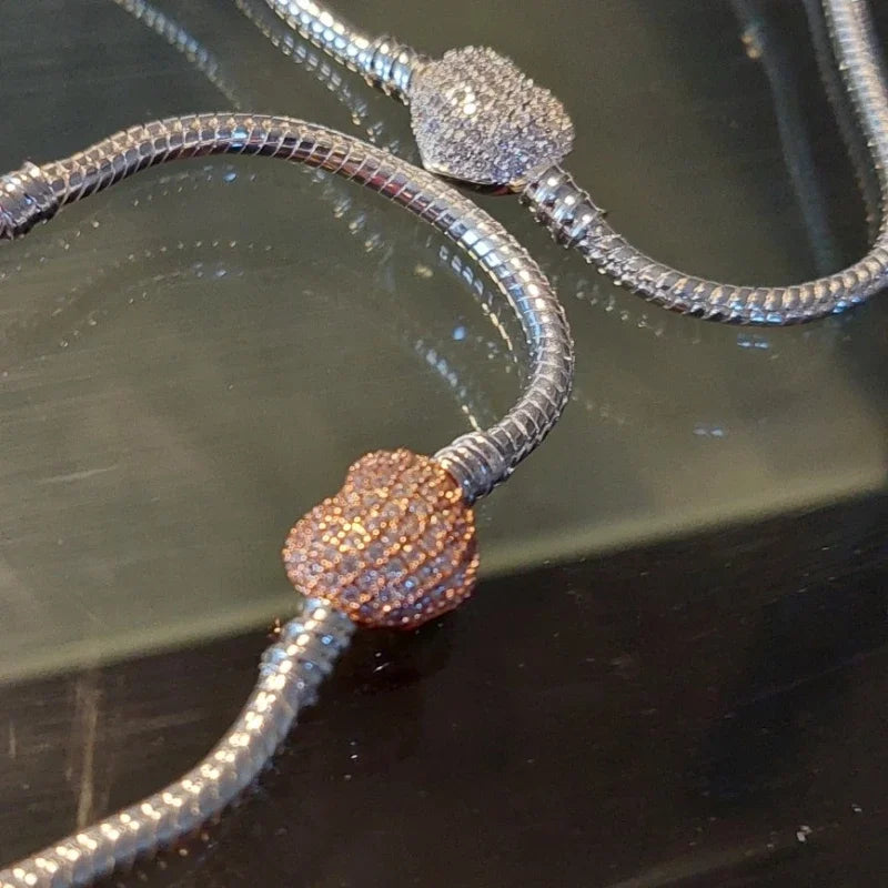 Serpentine Charm Bracelet — 925 Sterling Silver, Zircon Set