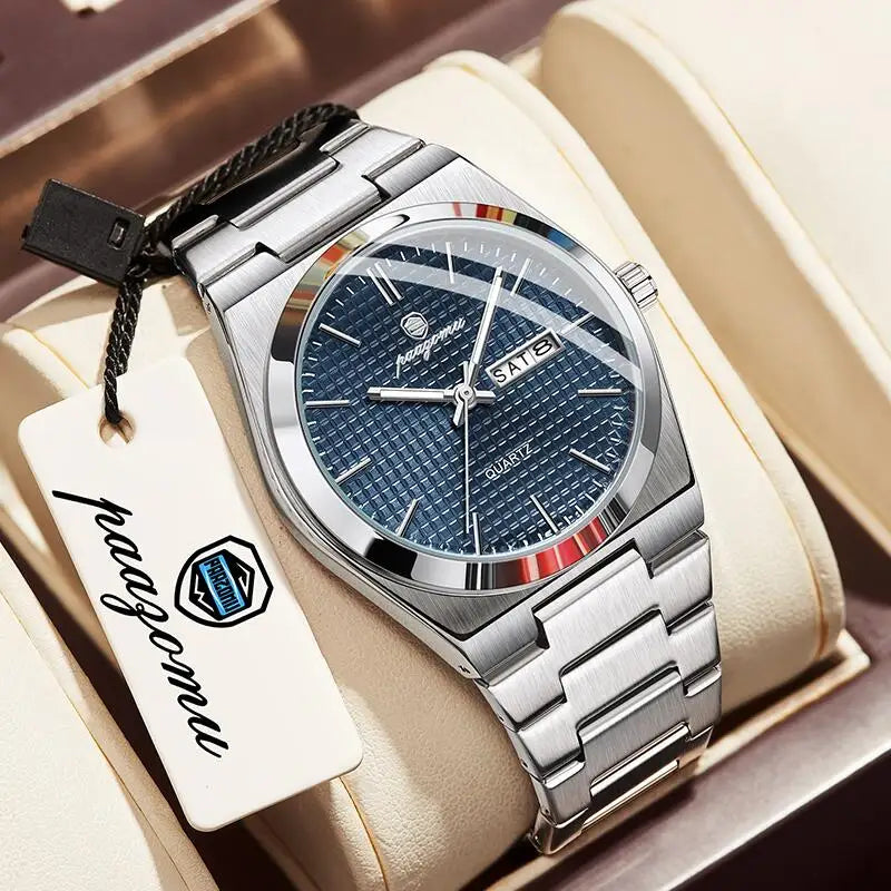 Meridian Automatic Watch for Men — Self-Winding Movement, Luminous Dial, Steel Bracelet