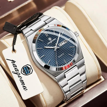 Meridian Automatic Watch for Men — Self-Winding Movement, Luminous Dial, Steel Bracelet