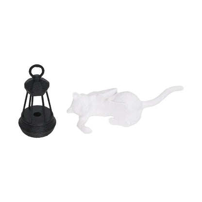 Perch Cat Shelf Ornament — 3D-Printed Lantern-Holding Cat Figurine