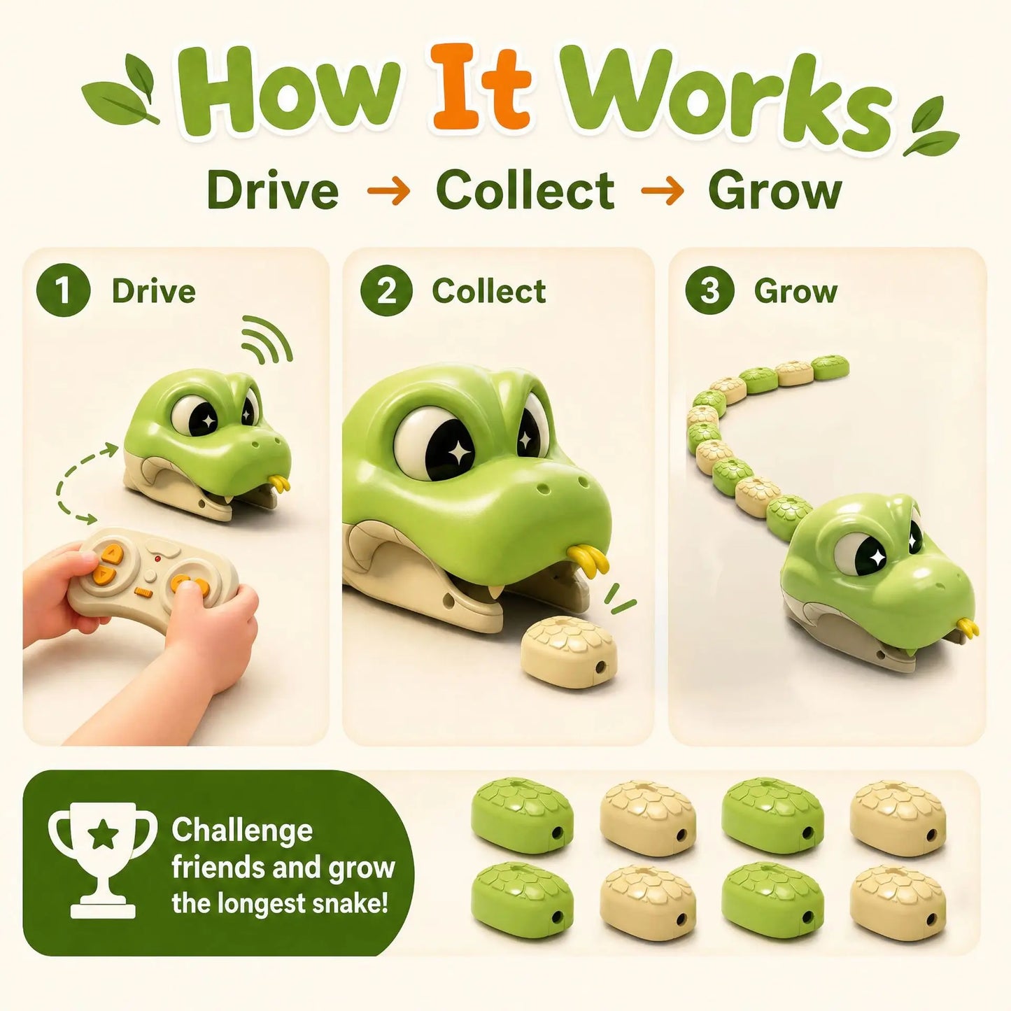 Viper RC Snake Game — Magnetic Block-Eating Duel Toy with Remote