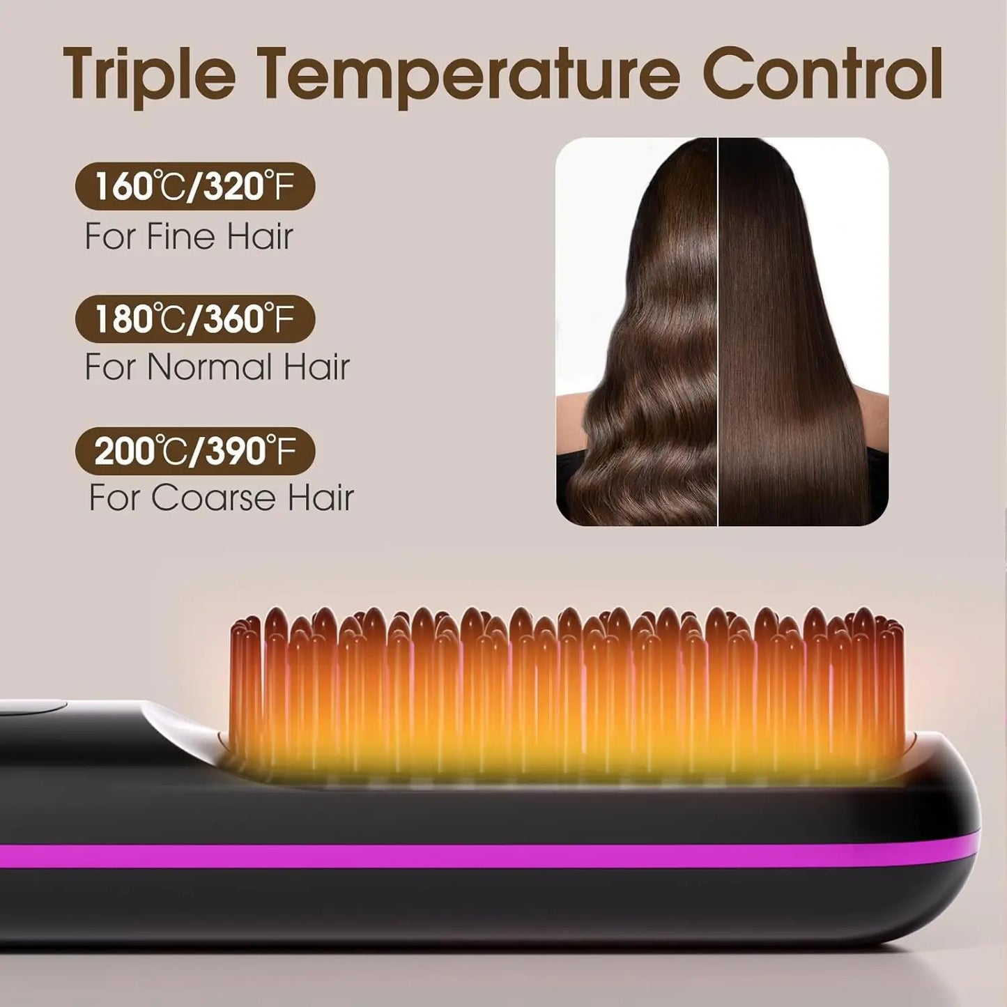 LuxeBrush™ Portable Cordless Hair Straightener Brush