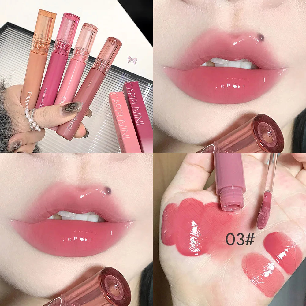 Cappuvini Jelly Mirror Lip Glaze – Water-Light, Moisturizing Lip Gloss with Long-Lasting Shine