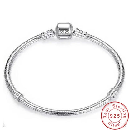 Serpentine Charm Bracelet — 925 Sterling Silver, Zircon Set