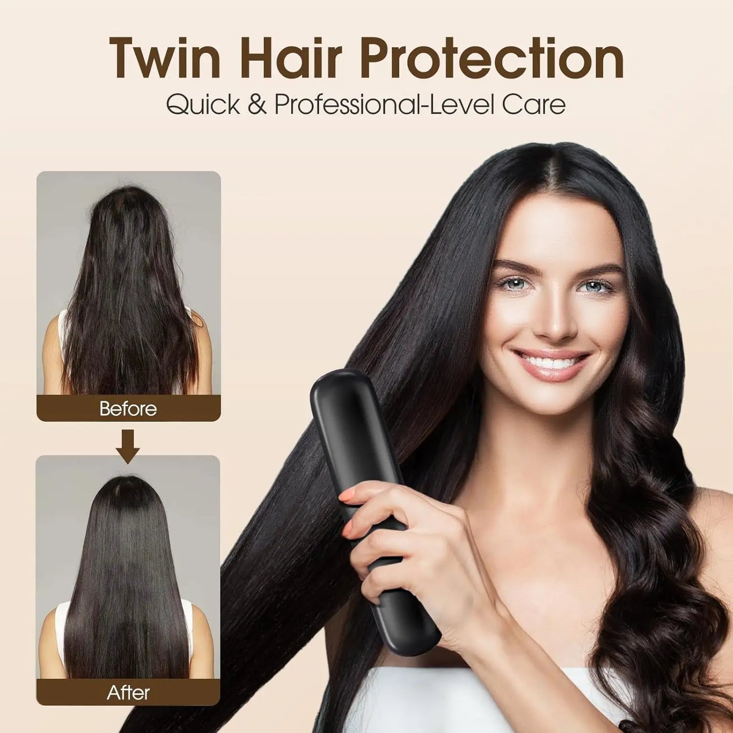 LuxeBrush™ Portable Cordless Hair Straightener Brush