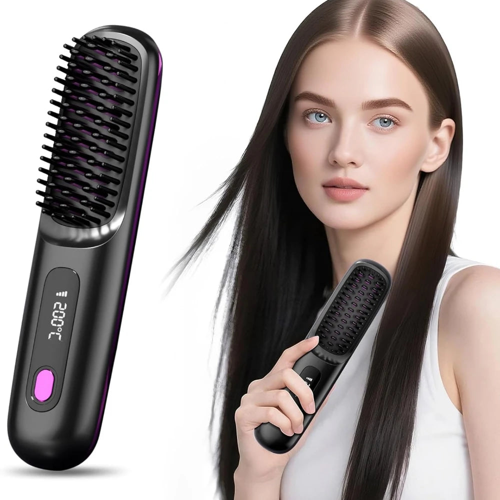 LuxeBrush™ Portable Cordless Hair Straightener Brush