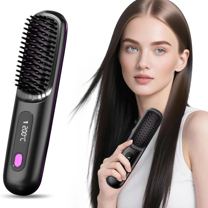 LuxeBrush™ Portable Cordless Hair Straightener Brush
