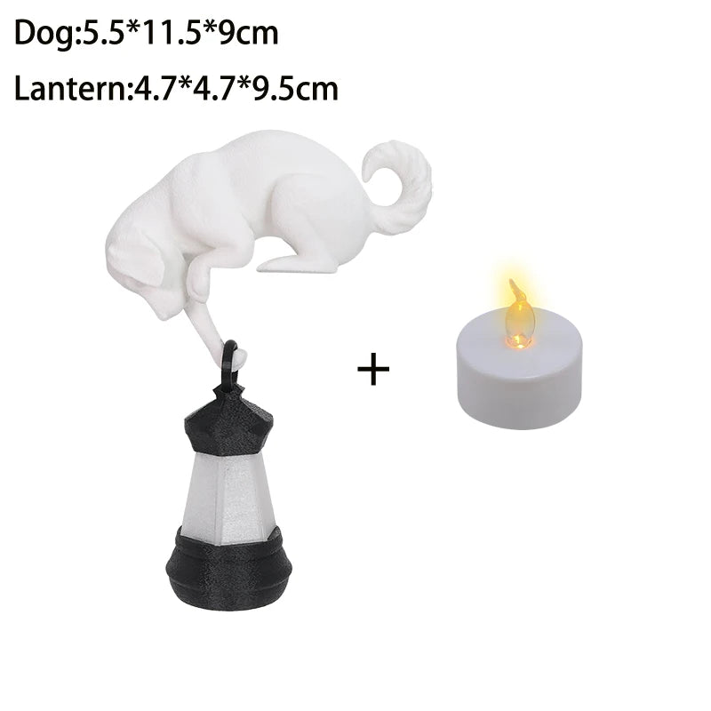 Perch Cat Shelf Ornament — 3D-Printed Lantern-Holding Cat Figurine