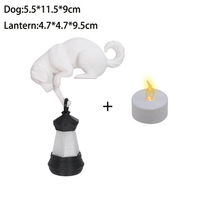 Perch Cat Shelf Ornament — 3D-Printed Lantern-Holding Cat Figurine