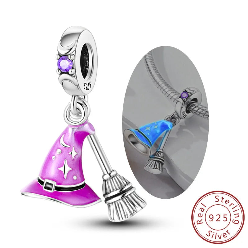 Witch Hat & Broom Dangle Charm