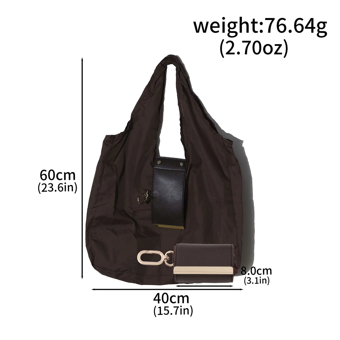 Carryall Pocket Tote — Foldable Shopping Bag with Alloy Keyring