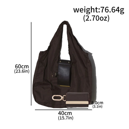 Carryall Pocket Tote — Foldable Shopping Bag with Alloy Keyring