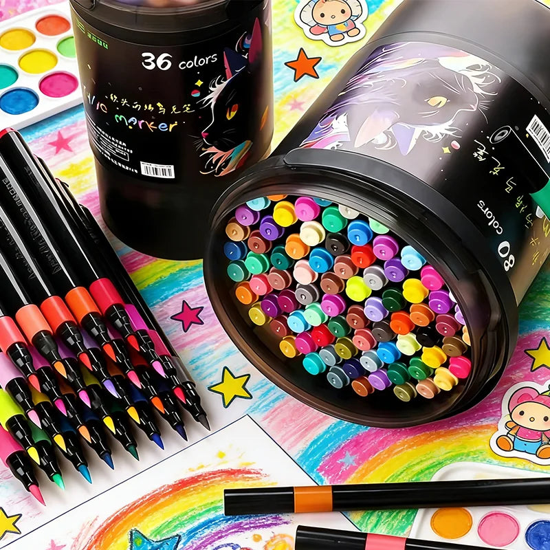 Studio Acrylic Marker Set — Dual-Nib Soft Tip Paint Pens