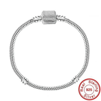 Serpentine Charm Bracelet — 925 Sterling Silver, Zircon Set
